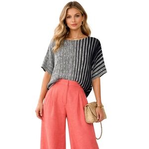 Vintage Meredyth Fridman Woven Drop Shoulder Boxy Top‎ M